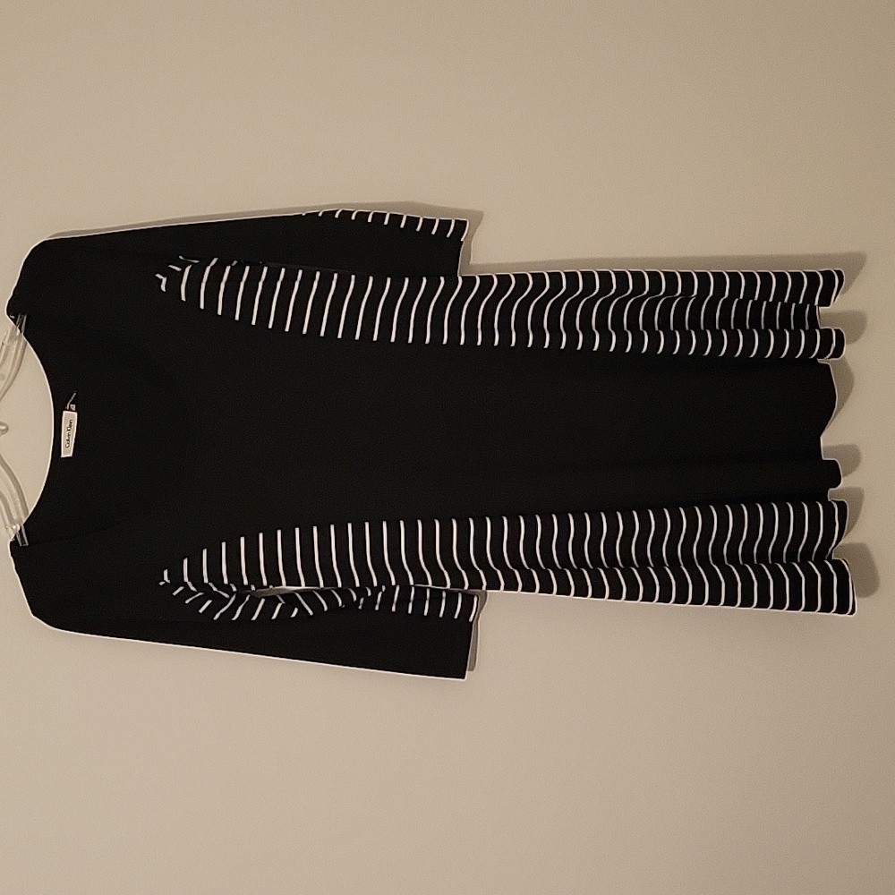 Calvin Klein Black with White Stripes Dress, Size 6
